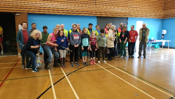 Group photo in sports hall